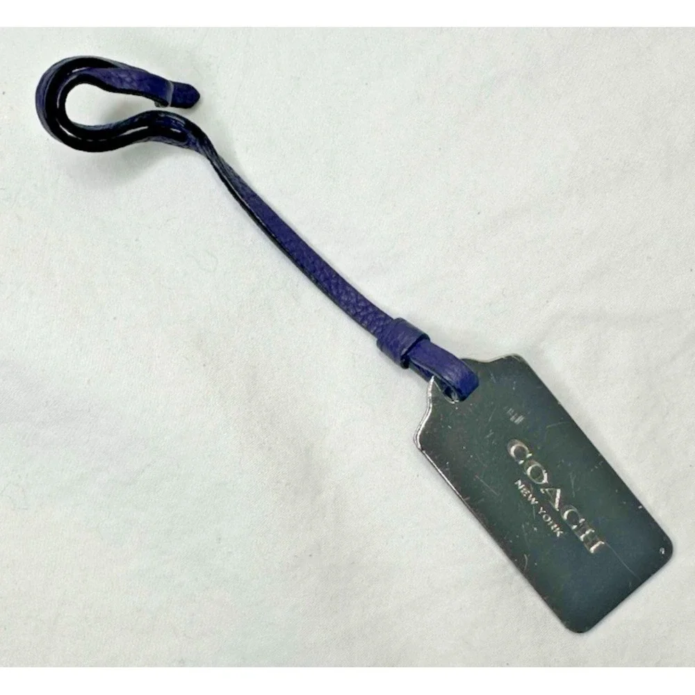 Coach Purse‎ Fob Purple Leather Strap Silver Tone Metal Replacement